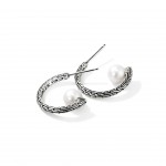 JOHN HARDY STERLING SILVER HOOP EARRINGS WITH PEARL