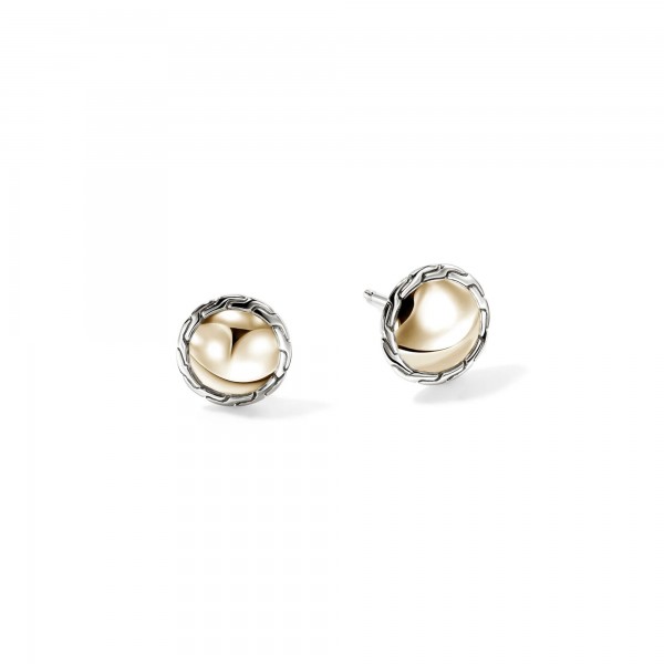 JOHN HARDY STERLING SILVER & 14K STUD EARRINGS