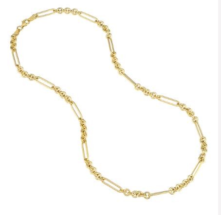 14K YELLOW GOLD HOLLOW ROUND PAPERCLIP CHAIN