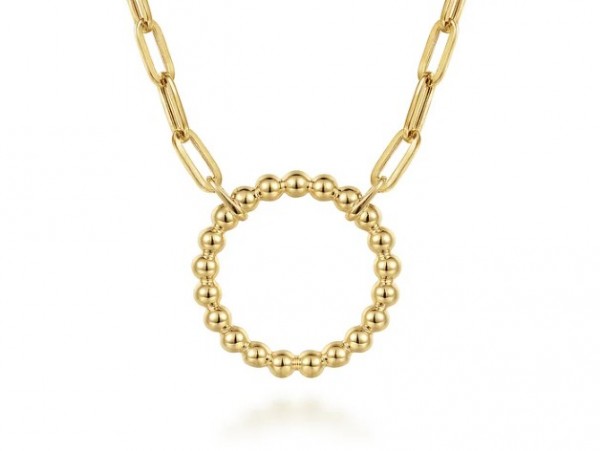 14K YELLOW GOLD BUJUKAN CHAIN WITH CIRCLE 17 INCH