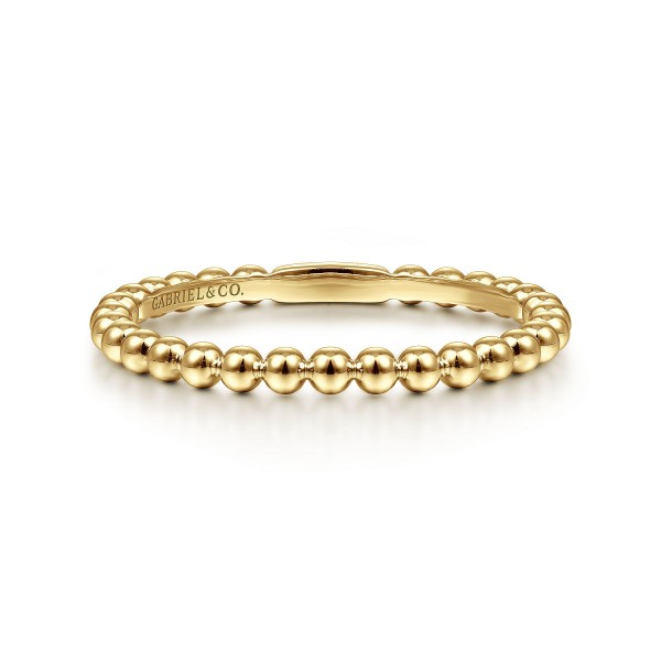 14K YELLOW GOLD BEADED BUJUKAN STACKABLE BAND