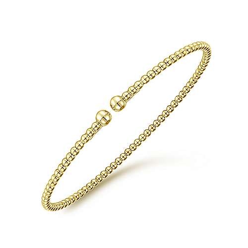 14K YELLOW GOLD BEADED BUJUKAN BANGLE BRACELET