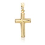 14K YELLOW GOLD SMALL KNIFE EDGE CROSS NECKLACE