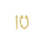 14K YELLOW GOLD BEADED BUJUKAN HUGGIE EARRINGS