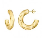 14K YELLOW GOLD GEOMETRIC DOME OPEN HOOP EARRINGS