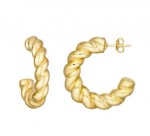 14K YELLOW GOLD ROUND TWIST OPEN HOOP EARRINGS