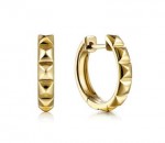 14K YELLOW GOLD GROMMET PATTERN HUGGIE EARRING