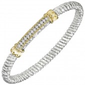 VAHAN STERLING/14K DIAMOND 3MM CLOSED BRACELET