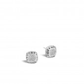 JOHN HARDY STERLING SILVER DIAMOND ESSENTIALS SQUARE EARRINGS