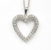 14K White Gold Diamond Heart Pendant