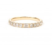 14K YELLOW GOLD BAGUETTE & ROUND DIAMOND BAND