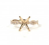 14K YELLOW GOLD  DIAMOND TWIST SHANK SEMI-MOUNT ENGAGEMENT RING