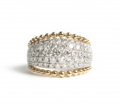 14K TWO TONE DIAMOND DOME RING