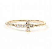 14K YELLOW GOLD DIAMOND CROSS RING