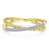 14K YELLOW GOLD DIAMOND CROSSOVER BAND