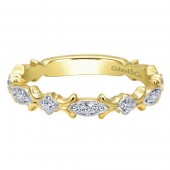 14K Yellow Gold .14Ctw Diamond Floral Stackable Band