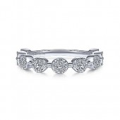 14K White Gold Diamond Cluster Stackable Ring