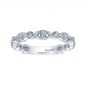 14K White Gold Diamond Twisted Stack Band