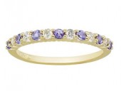 14K YELLOW GOLD DIAMOND AND TANZANITE STACKABLE BAND