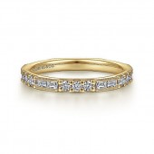 14K YELLOW GOLD ROUND & BAGUETTE DIAMOND BAND