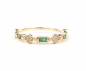 14K YELLOW GOLD DIAMOND AND EMERALD STACKABLE BAND