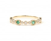 14K YELLOW GOLD DIAMOND AND EMERALD STACKABLE RING