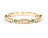 14K YELLOW GOLD DIAMOND AND EMERALD BAND