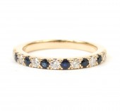 14K YELLOW GOLD DIAMOND AND SAPPHIRE STACKABLE BAND