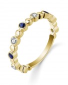 14K YELLOW GOLD DIAMOND AND SAPPHIRE STACKABLE BAND