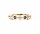 14K YELLOW GOLD DIAMOND AND SAPPHIRE STACKABLE BAND