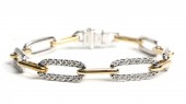 14K TWO TONE DIAMOND PAPERCLIP BRACELET