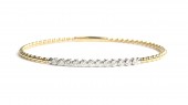 14K YELLOW AND WHITE GOLD DIAMOND FLEXIBLE BANGLE BRACELET WITH DIAMOND BAR .41CTW