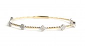 14K TWO TONE DIAMOND STATION FLEXIBLE BANGLE .46CTW