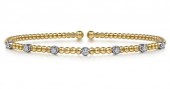 14K YELLOW AND WHITE GOLD DIAMOND BUJUKAN STATION BANGLE