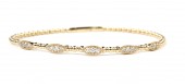 14K YELLOW GOLD DIAMOND FLEXIBLE BANGLE STATION BRACELET