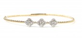 14K TWO TONE  DIAMOND FLEXIBLE BANGLE BRACELET