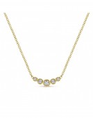 14K YELLOW GOLD BEZEL SET GRADUATED DIAMOND BAR NECKLACE