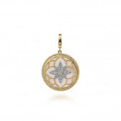 14K YELLOW GOLD DIAMOND MOTHER OF PEARL MEDALLION