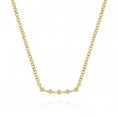 14K YELLOW GOLD DIAMOND CURVED BAR NECKLACE