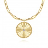 14K YELLOW GOLD DIAMOND GOLD SUNBURST MEDALLION