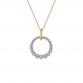 14K WHITE GOLD DIAMOND DROP CIRCLE PENDANT