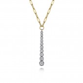 14K TWO TONE DIAMOND VERTICAL BAR NECKLACE