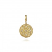 14K YELLOW GOLD DIAMOND MEDALLION PENDANT