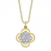 14K YELLOW GOLD DIAMOND CLOVER PENDANT