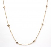 14K YELLOW GOLD DIAMOND STATION NECKLACE