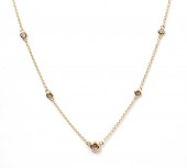 14K YELLOW GOLD DIAMOND STATION NECKLACE