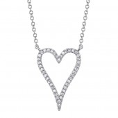 14K WHITE GOLD OPEN HEART DIAMOND PENDANT