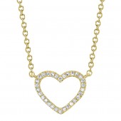 14K YELLOW GOLD DIAMOND OPEN HEART NECKLACE