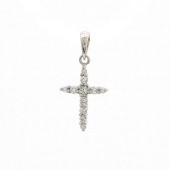 14K WHITE GOLD DIAMOND CROSS NECKLACE