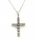 14K White Gold .79ctw Diamond Cross Necklace